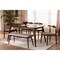 Wholesale Interiors Baxton Studio Amato Mid-Century Modern Light Gray Fabric Upholstered Walnut Finished Wood 6-Piece Dining Set